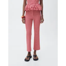 MANGO Women Checked Regular Fit Cropped Trousers-picture-31