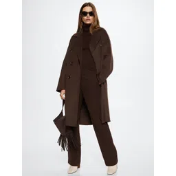 MANGO Women Coffee Brown Solid Oversized Longline Overcoat-picture-17