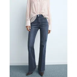 MANGO Women Flared Mid-Rise Light Fade Stretchable Jeans-picture-10