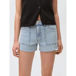 MANGO Women Frayed Denim Shorts-image-6