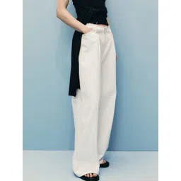 MANGO Women Frayed Waist Wide Leg Jeans-image-5