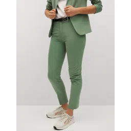 MANGO Women Green Solid Regular Fit Chinos-picture-20