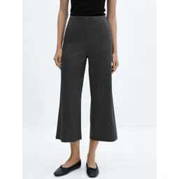 MANGO Women Knitted Cropped Wide Leg Trousers-picture-33