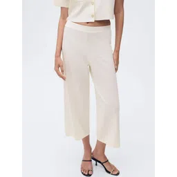 MANGO Women Mid-Rise Knitted Relaxed Fit Cropped Trousers-picture-29