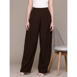 MANGO Women Mid-Rise Pleated Flared Fit Wide Leg Trousers-picture-27