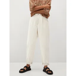 MANGO Women Off-White High-Rise Clean Look Cropped Design Sustainable Slouchy Jeans image 1