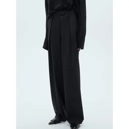 MANGO Women Pleated Mid-Rise Wide Leg Flared Trousers-picture-28