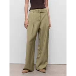 MANGO Women Pleated Paperbag Trousers With Belt-picture-30