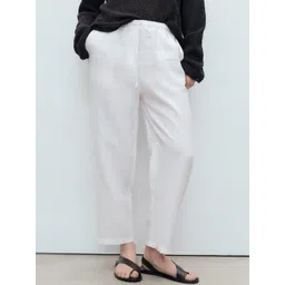 MANGO Women Regular Fit Pure Linen Trousers-picture-30