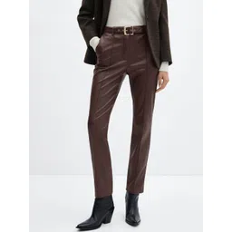 MANGO Women Skinny Fit Faux Leather Trousers With Belt-picture-40