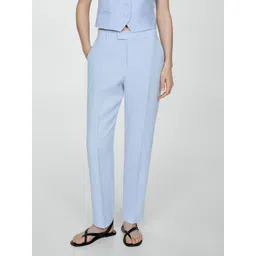 MANGO Women Straight Fit Linen Trousers-picture-41