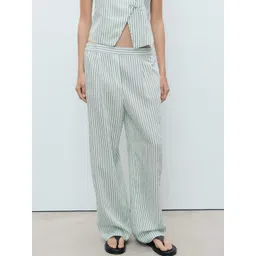 MANGO Women Striped Pleated Trousers-picture-35