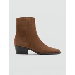 MANGO Women Suede Block Heel Boots-picture-23