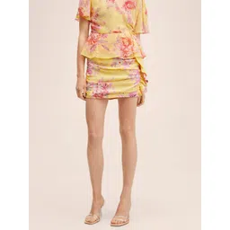 MANGO Women Yellow & Pink Floral Printed Straight Skirt-picture-29