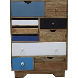 MANGO TRUNK Mango Wooden 10 Drawer Cabinet | 10 Multi-Colour Chest of Drawer | Solid Mango Wood | Natural Finish | Living-Room Furniture | Best Furniture for Home | 80X40X110 cms-picture-42