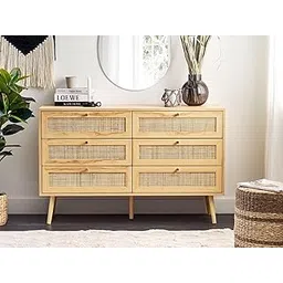 MANGO TRUNK Wooden 06 Chest of Drawer's with Natural Finish | Solid Mango Wood | Storage Unit | Cane Webbing | Bed-Room Furniture | Furniture for Home | 120X42X75 cms-picture-40