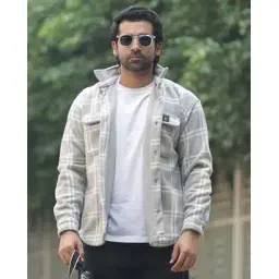 maniac Men Checked Oversized Fit Bomber Jacket-picture-16