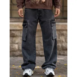 Maniac Men Comfort Relaxed Fit Mid-Rise Light Fade Cotton Cargo Jeans-picture-34