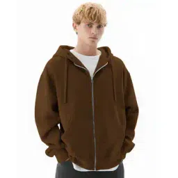 maniac Men Oversized Zip-Front Hoodie with Split Kangaroo Pockets-picture-14
