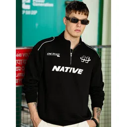 Maniac Men Typography Printed Half Zipper Full Sleeve Sweatshirt-picture-22