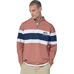 maniac Mens Colorblock Polo Neck Half Zip Full Sleeve Onion Cotton t-Shirt-picture-53