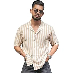 maniac ||Mens||Striped||Collared Neck||Halfsleeve||Waffle Knitted||Shirt-picture-46