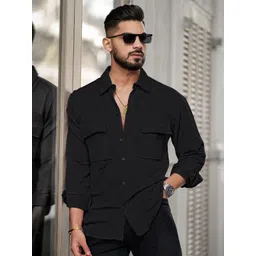 Maniac Self Design Textured Classic Cotton Oversized Shirt-picture-28