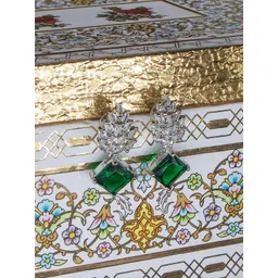 Manikya Rhodium-Plated Cubic Zirconia Studded Diamond Shaped Drop Earrings-picture-37