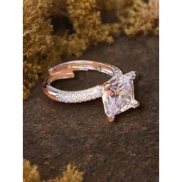 Manikya Rhodium-Plated CZ-Studded Finger Ring-picture-19