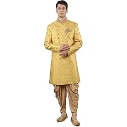 manish creations Men's Embroidered Silk Blend Ethnic Sherwani Set-picture-20