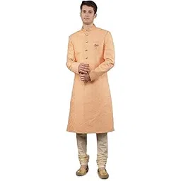 manish creations Men's Slim fit Thread work Embllished Sequined Sherwani Set-picture-10