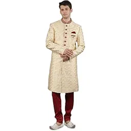 manish creations Men's Woven Design Ethnic Sherwani Set-picture-34