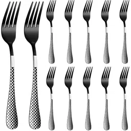 Manishaware Matrix Black Spoon Set Stainless Steel Dinner Fork Set-picture-18
