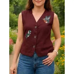 MANKSH Animal Embroidered Cotton Top-picture-29
