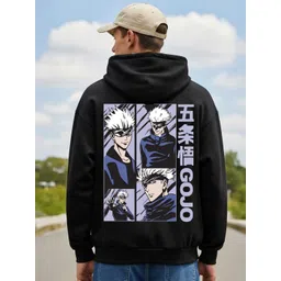 Manlino Men Gojo Satoru Anime Printed Hooded Neck Full Sleeve Hoodie-picture-27