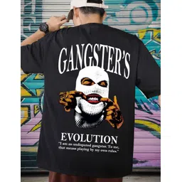 manlino Men Graphic Print Round Neck Cotton Blend Black T-Shirt-picture-28