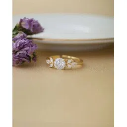 mannash Women Sterling Silver Gold-Plated Stone-Studded Ring-picture-46