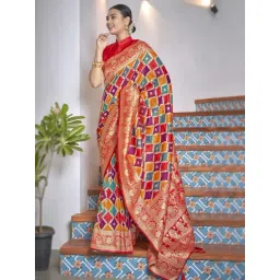 Manohari Multicolour Woven Saree With Unstitched Blouse-picture-10