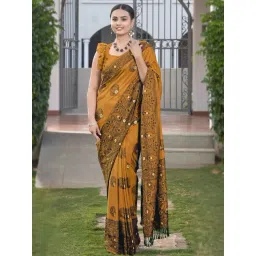 Manohari Mustard Woven Saree With Unstitched Blouse-picture-43