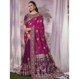 Manohari Purple Woven Saree With Unstitched Blouse-picture-31
