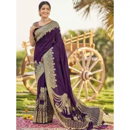 Manohari Purple Woven Saree With Unstitched Blouse-picture-35