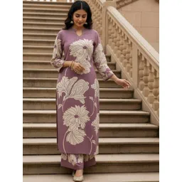 MANOJAVA Women Floral Printed Regular Kurta with Palazzos-picture-17