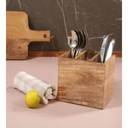 manor house Aachman Brown Mango Wood Cutlery Holder-picture-17