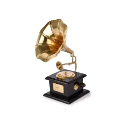 Manor House House Gold-Toned Handcrafted Iron Antique Decorative Gramophone Showpiece-6 inches-image-34