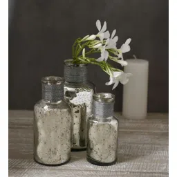 manor house Lustre 8 Inch Mercury Shiny Glass (Set of 3) Candle Holder-picture-11