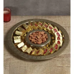 manor house Plaid Chip & Dipped Gold 13 Inch Iron Appetizer Platter-picture-12