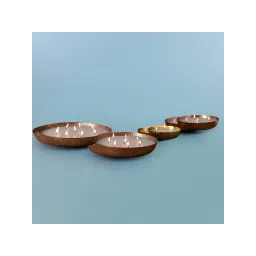 Manor House Roshni Scented Flovored Wax Filled Metal Bowl Urli Set Of 4-image-3