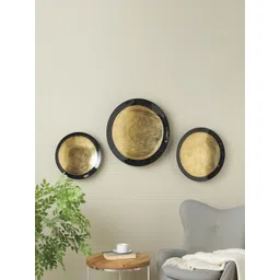 Manor House Set of 3 Gold and Black Textured Metal Wall Plates-image-45