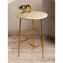 Manor House White & Yellow Marble Round Bedside Table-picture-49
