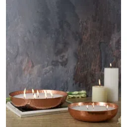 Roshni Brown Iron Scented Wax Filled Urli Candle-image-7